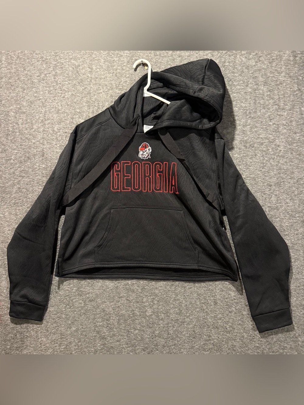 Georgia Bulldogs Cropped Hoodie Womens S 4/6 Embroidered Black Red Short NWT